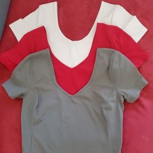 Lot of Lululemon Align Tee , Size 6 ( Red , Opal White, Sage Grey)
